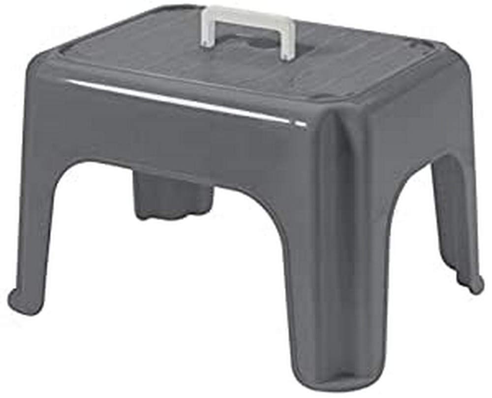 Tontarelli TON723 Hocker mit Griffen, Grau, 38 x 30 x 24 cm