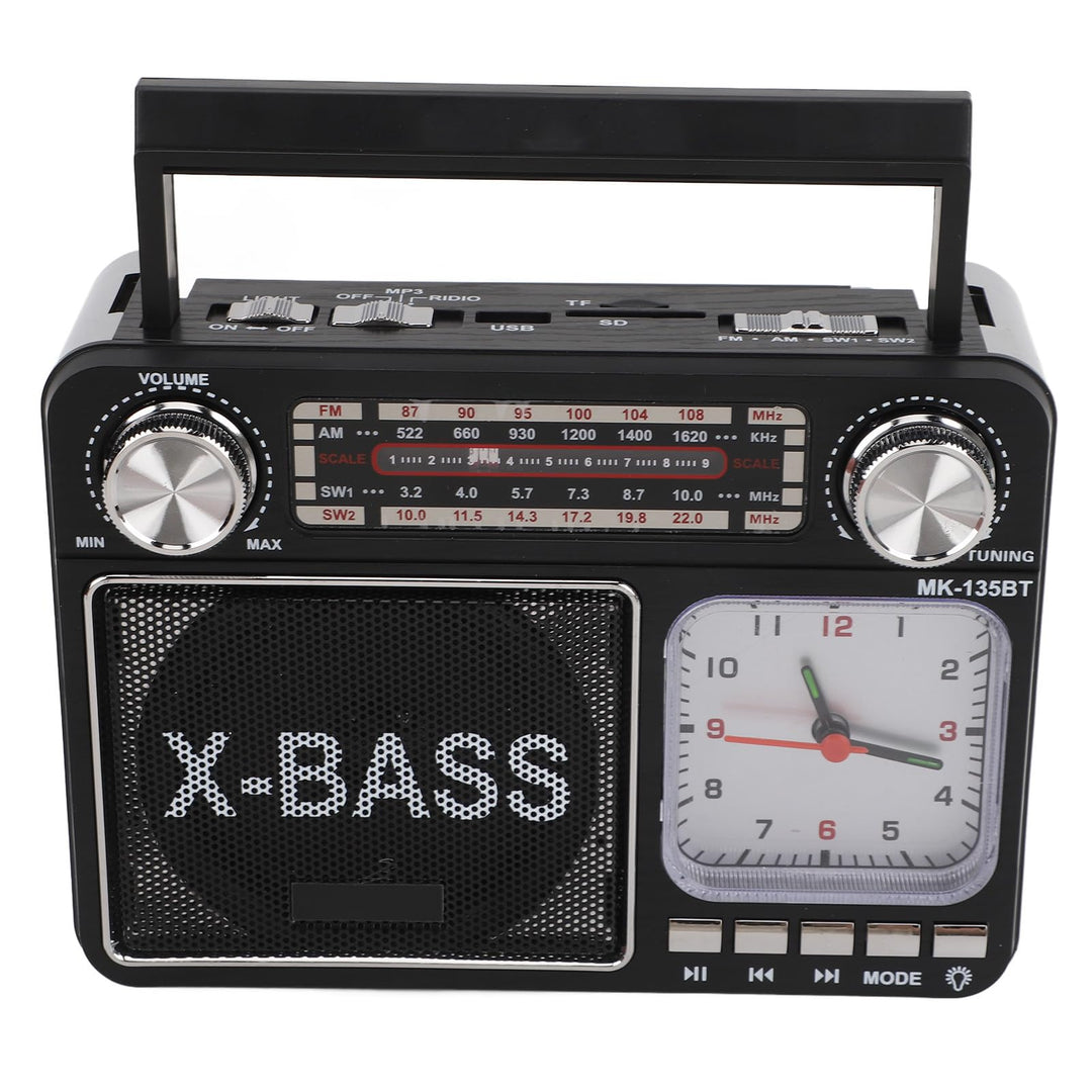AM FM SW Bandradio, Kleines Retro Vintage Radio mit Lichtuhr, Bluetooth Lautsprecher, Kopfhöreransch