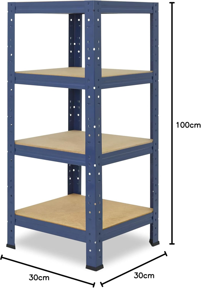 shelfplaza® 100x30x30cm Home Schwerlastregal blau/Metallregal mit 4 Böden/Kellerregal Metall, Garage