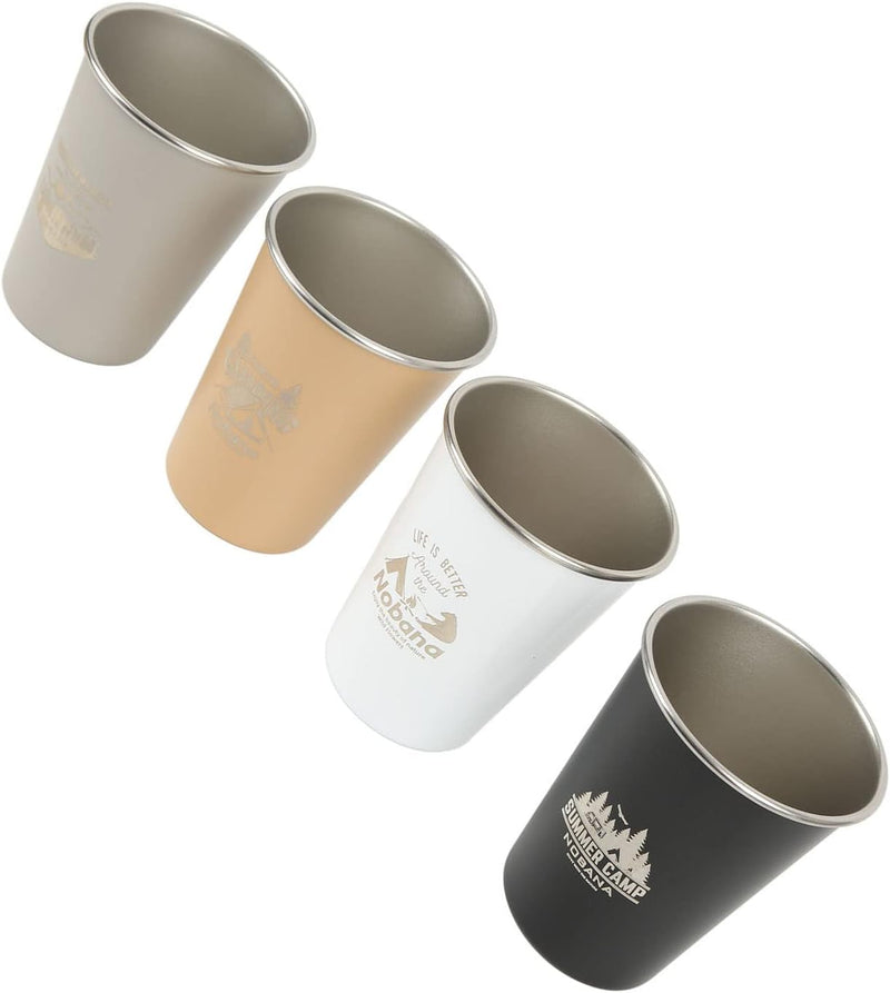 Gugxiom Pint Cup Campingbecher 12 Unzen Edelstahlbecher-Set, Leichtes 4-Farben-Picknick-Getränkebech