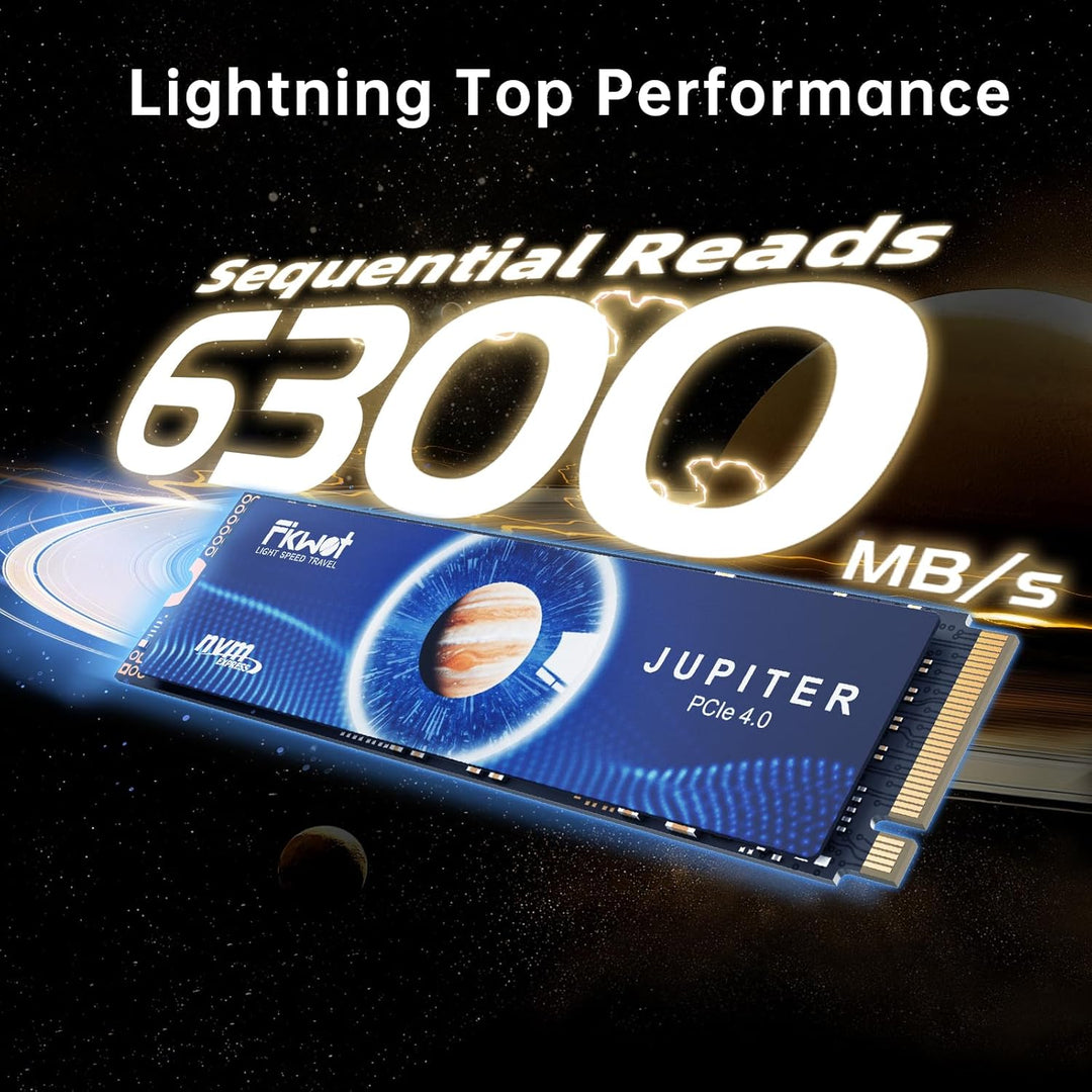 Fikwot M.2 SSD, 500GB NVMe SSD M.2, PCIe Gen4, Bis zu 6300MB/s Lesen, Interne SSD für PS5 Gaming und