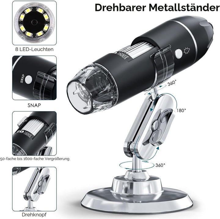 USB Digital Mikroskop, SKYBASIC handgeführte HD-Inspektionskamera mit 50- bis 1600-facher Vergrösser