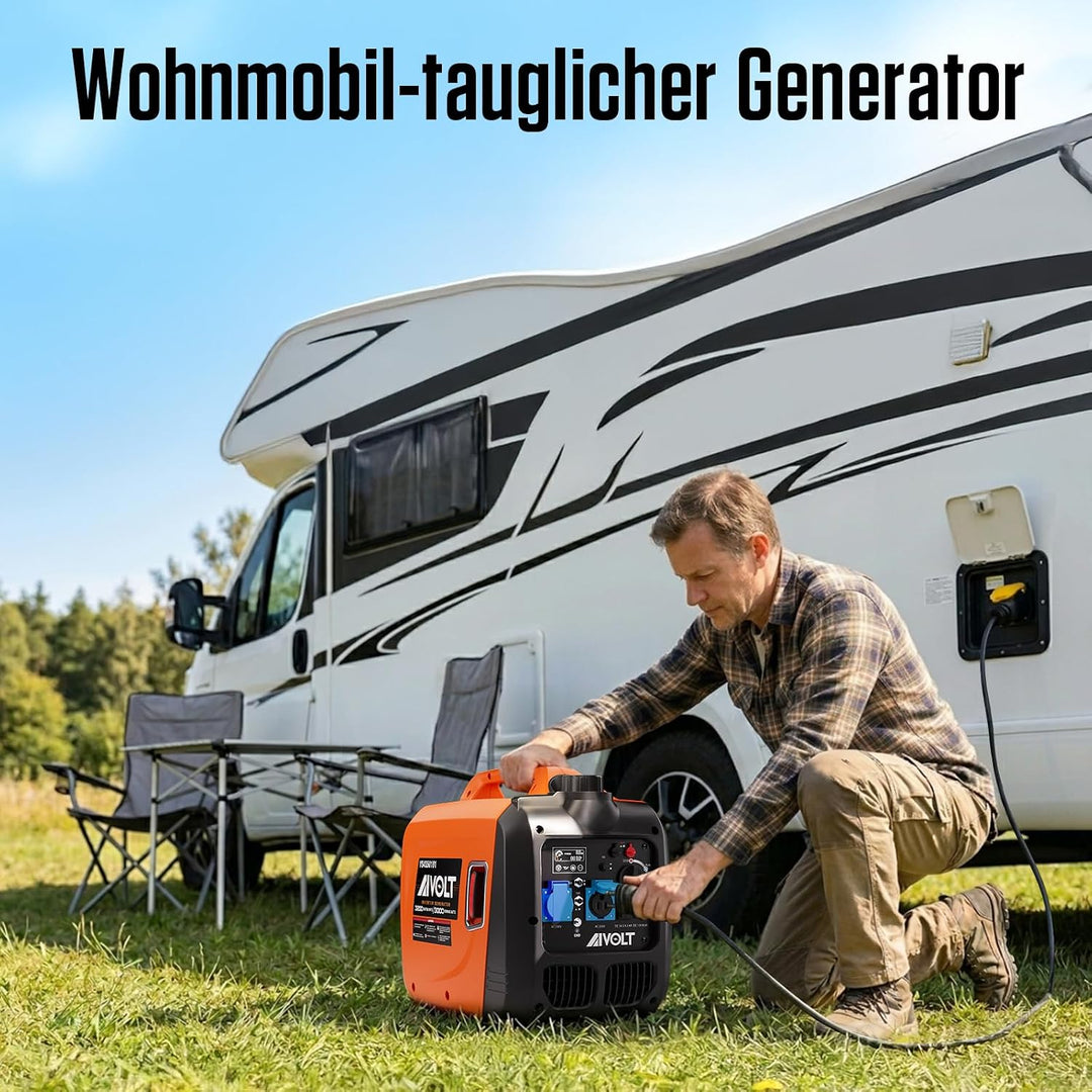 AIVOLT Inverter Stromerzeuger 3200 Watt Stromgenerator Notstromaggregat Benzin leise Stromaggregat f