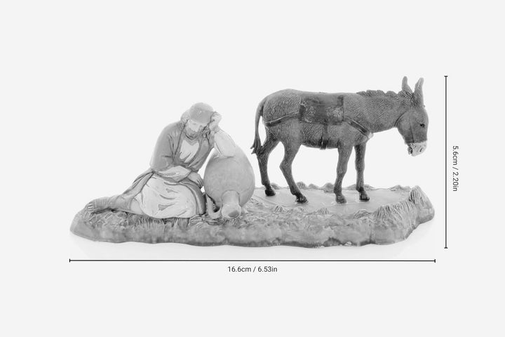 Moranduzzo Ruhender Alter Hirte mit Esel – Maximale Höhe 5,6 cm – Massstab 1:20 – Standard 10 – Hand