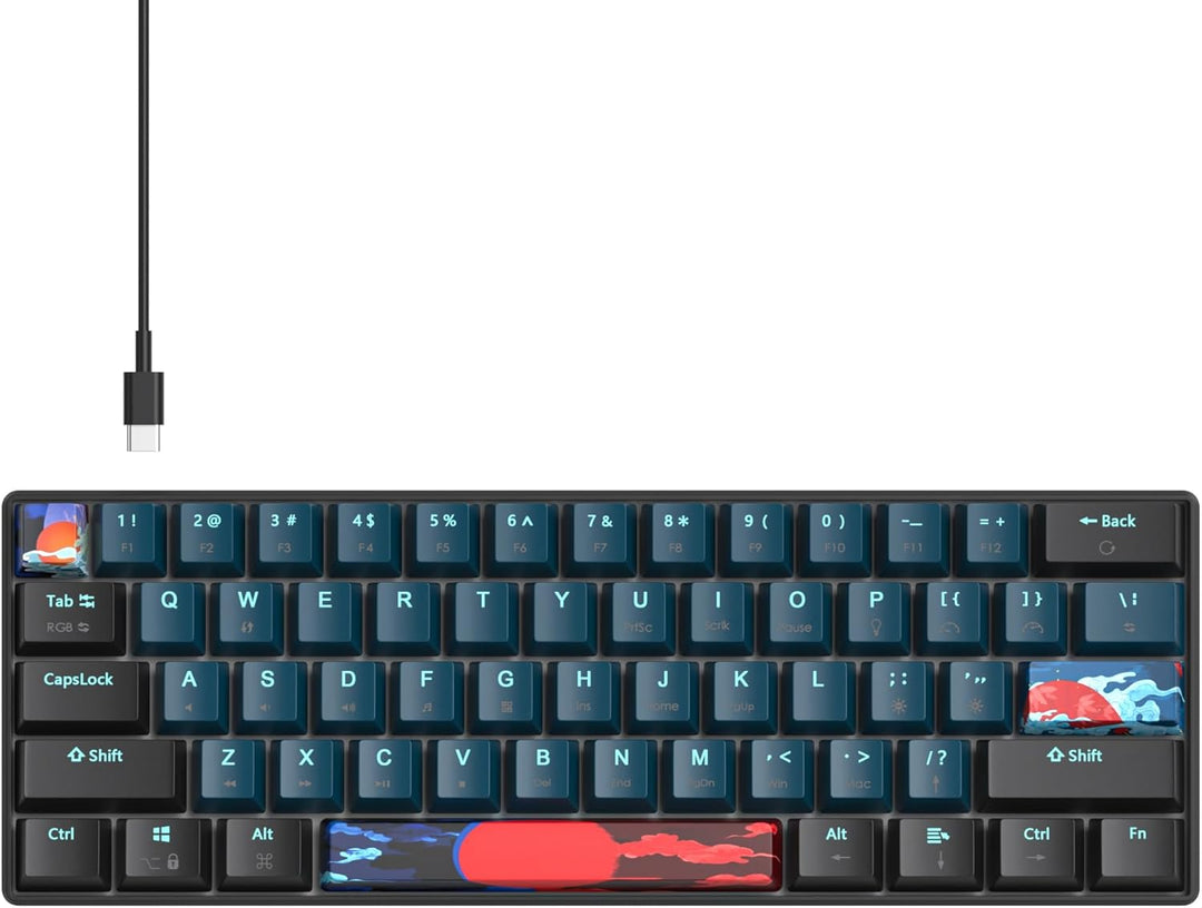 SOLIDEE mechanische gaming tastatur 60 prozent,61 Tasten kompakte mechanische tastatur RGB Hintergru
