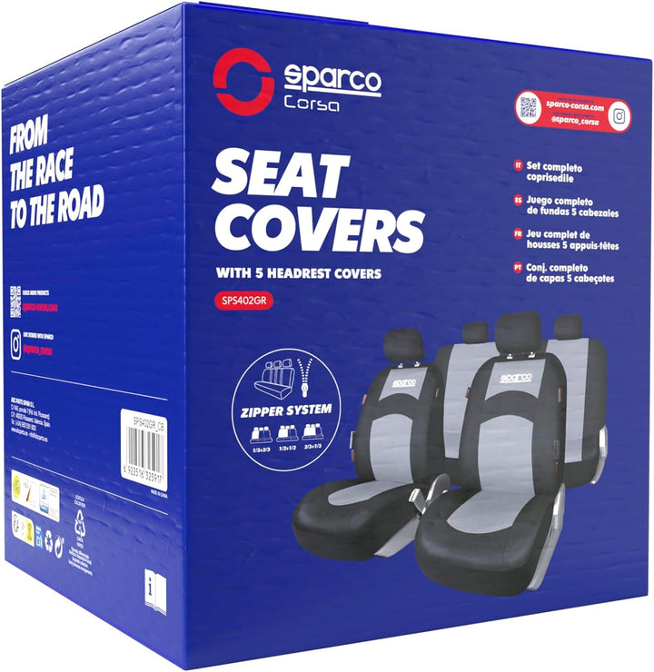 SPARCO SPCS402GR Schonbezüge-Kompletteset von 5 Kopfstützen, Schwarz/Grau 402 INTL GRAU, 402 INTL GR