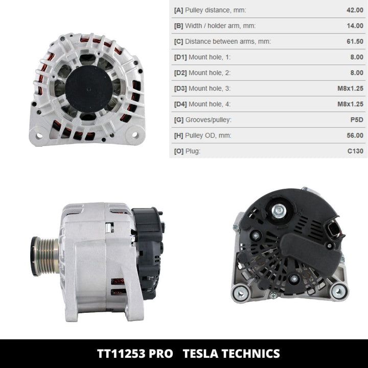 TT11253 PRO. LICHTMASCHINE 12V, alternator 125A, kompatibel mit RENAULT, OPEL, auto-lichtmaschinen f
