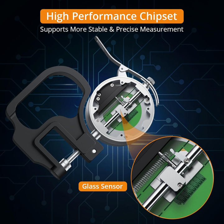 Neoteck Tragbarer Digitaler Dickenmessstreifen 0-12,7 mm Messbereich 0,001/0,00005 '' elektronischer