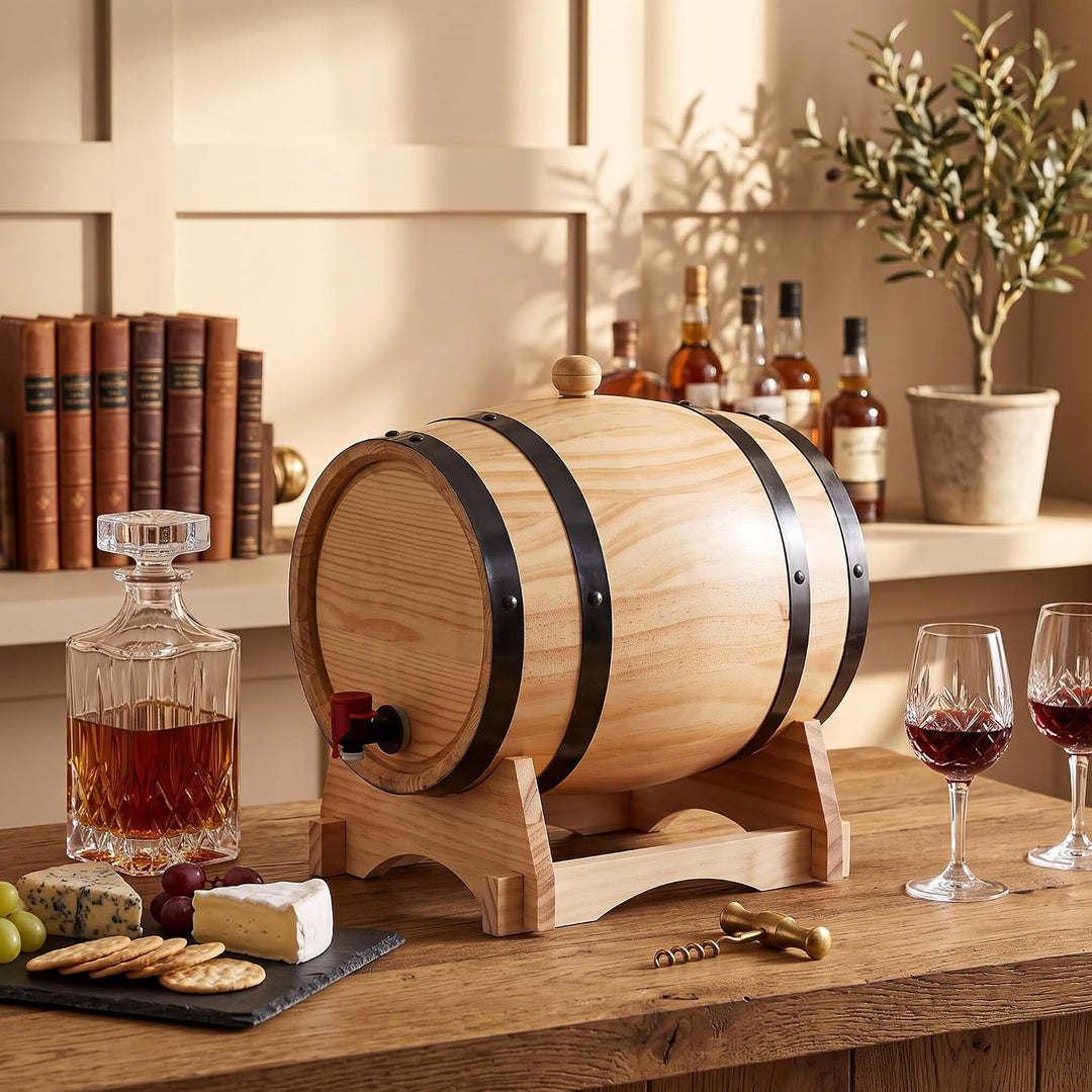 Wein-Eichenfässer, Eichenfässer mit Klarer Holzmaserung für die Bar (5L), 5L
