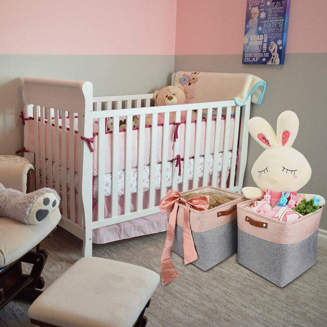 Mangata Stoff Aufbewahrungsboxen 4er set, 33x38x33cm Grosser Aufbewahrungskorb für Schlafzimmer, Bas