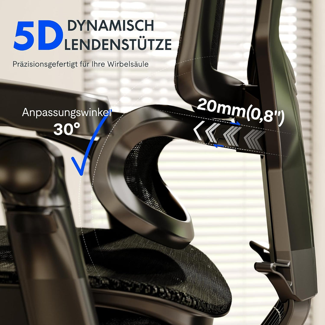 FLEXISPOT ErgoX Pro Ergonomischer Bürostuhl mit Laptoptisch, 12-stufiger Höhenverstellung, 7D-Armleh