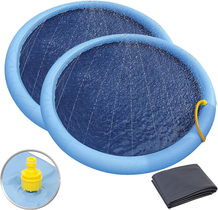 infactory Sprinklerpool: 2er-Set Wasser-Spielmatte für Kinder & Hunde, Schlauchanschluss, PVC (Sprit