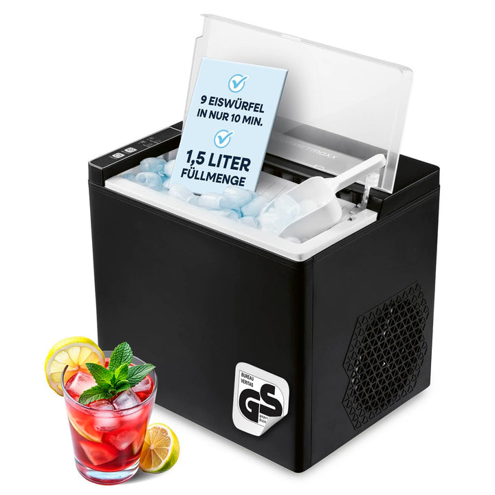 GOURMETmaxx Eiswürfelbereiter 150 Watt für Camping &amp; Co. – kein Wasseranschluss nötig | Eiswürfelmas