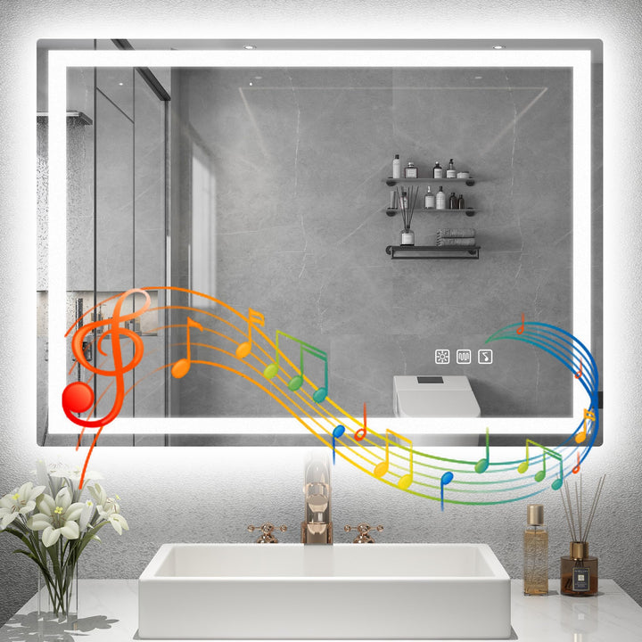 STARLEAD Badspiegel-mit-Beleuchtung 80x60cm, Dimmbar, 3 Farbtemperaturen 3000K-6500K, Spiegel-mit-Be