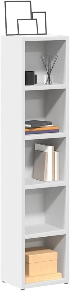 vidaXL CD-Regal, 2er-Set, 21x16x93,5 cm, Weiss, Holzwerkstoff, Vitrinenschrank mit Fach, Aufbewahrun