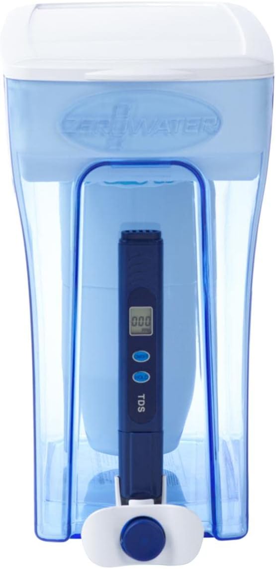 ZeroWater Wasserspender für 30 Tassen mit fortschrittlichem 5-Stufen-Filter + Wasserqualitätsmesser,