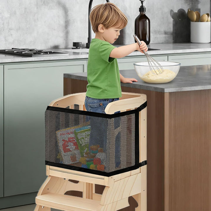 Sicherheitsnetz für Kleinkinderturm, 110x45cm Doppelschichtiges Schutznetz für Lernturm & Küchenhelf