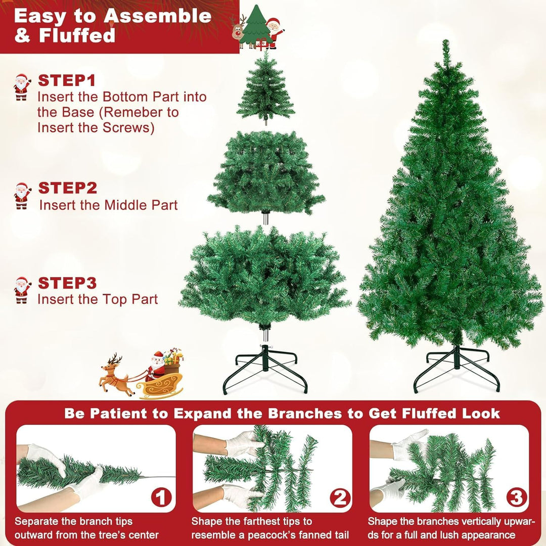 SHAVINGFUN Künstlicher Weihnachtsbaum,PVC Weihnachtsbaum,mit 1300 Spitzen und Schnellaufbau Klapp-Sc