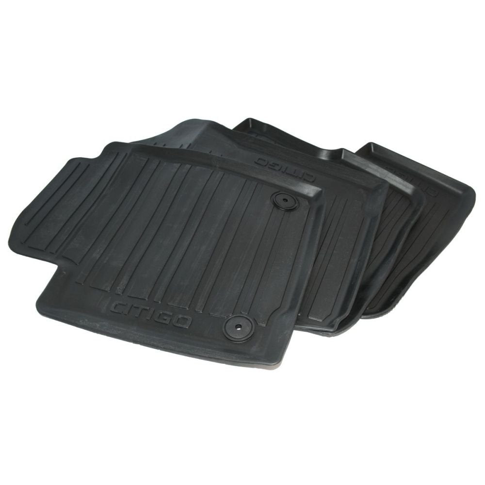 Skoda 1ST061541A Gummi Fussmatten 4X Gummimatten Original Allwettermatten mit Schriftzug (4-Türer)