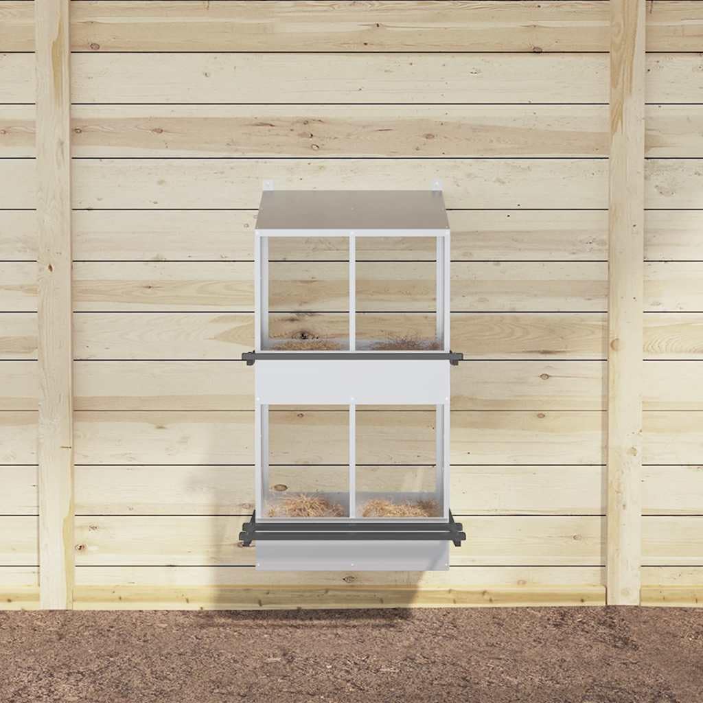 Hühner-Nistkasten mit 4 Fächern verzinkt silbern langlebig wetterfest robust stabiles Design mit Bel