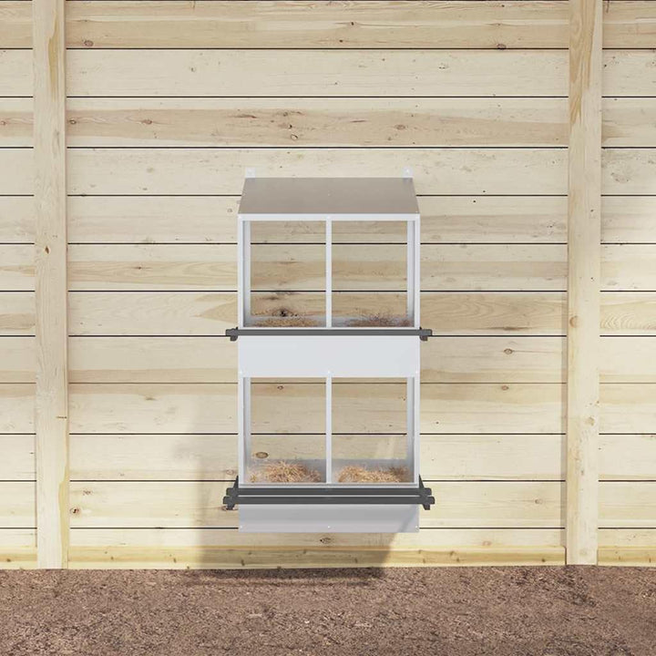 Hühner-Nistkasten mit 4 Fächern verzinkt silbern langlebig wetterfest robust stabiles Design mit Bel