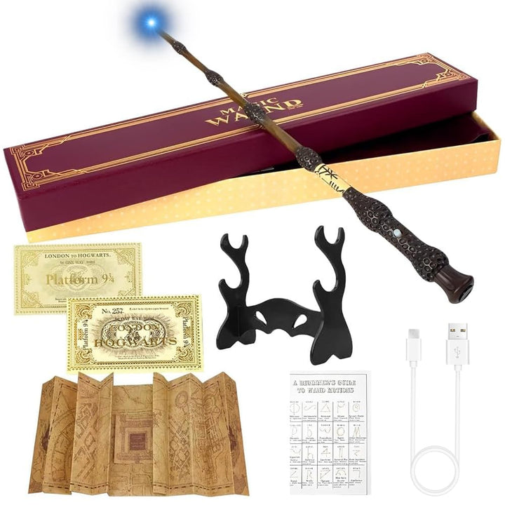 38CM Dumbledore Zauberstab mit Licht, Elderstab Harry P-Otter, USB Aufladung Zauberstab Dumbledore,