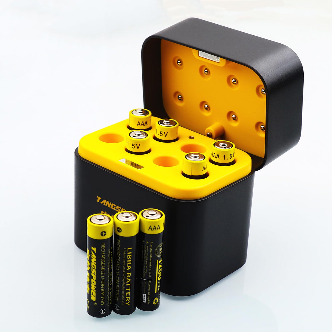 Wiederaufladbare Lithium AAA Akkus 8 Stück 1,5V 1200mWh, Akku mit Original Akku Ladegerät Aufbewahru