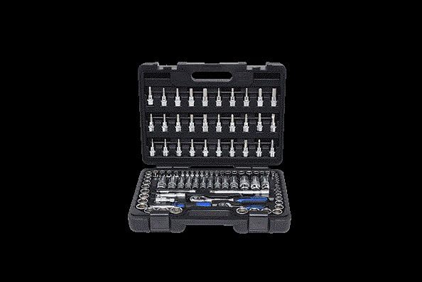 KS Tools 918.0699 1/4 Zoll + 3/8 Zoll CHROMEplus Steckschlüssel-Satz | mit 2 Umschaltknarren, 72-Zah