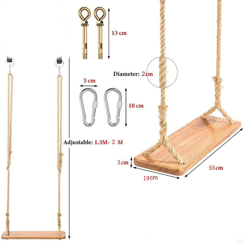 Holz Schaukelsitz für Erwachsene,Morwealth Schaukel 55 x19.5 x3cm,Tragfähigkeit: 160KG,Kinderschauke