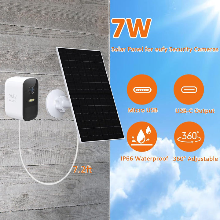 VUEBEE Solarpanel für Eufy Kamera, 7W Solarpanel für Eufy E, 2C/2C Pro, 2/2Pro, E20/E40, Solarpanel