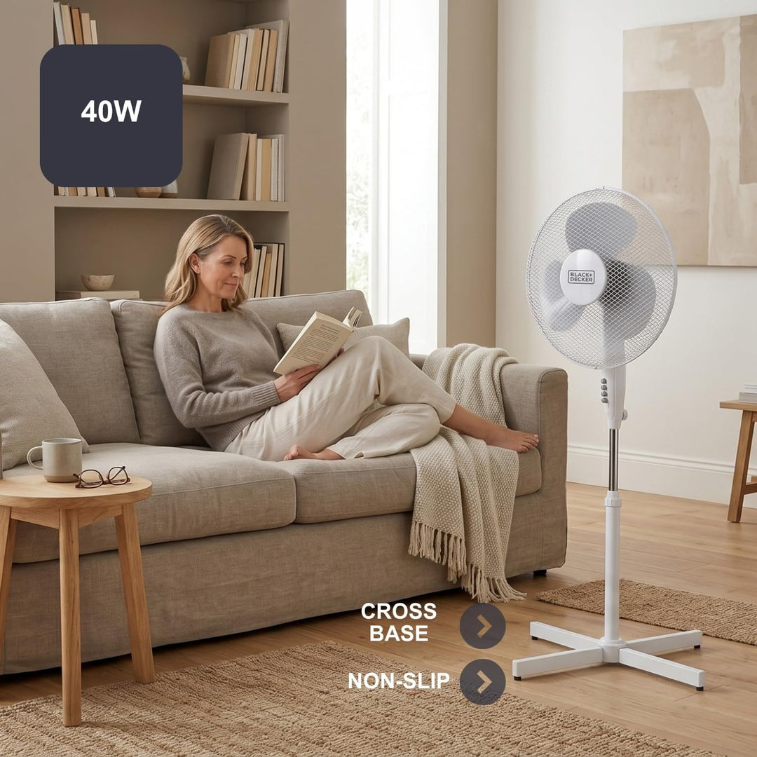 Black+Decker BXEFP40E Standventilator BXPF40E, 40, Kunststoff Weiss [Energieklasse A]