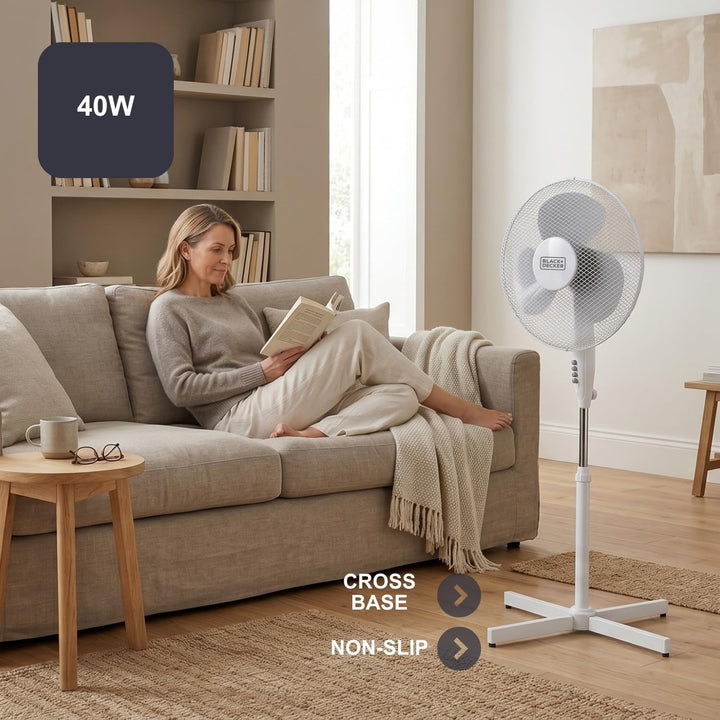 Black+Decker BXEFP40E Standventilator BXPF40E, 40, Kunststoff Weiss [Energieklasse A]