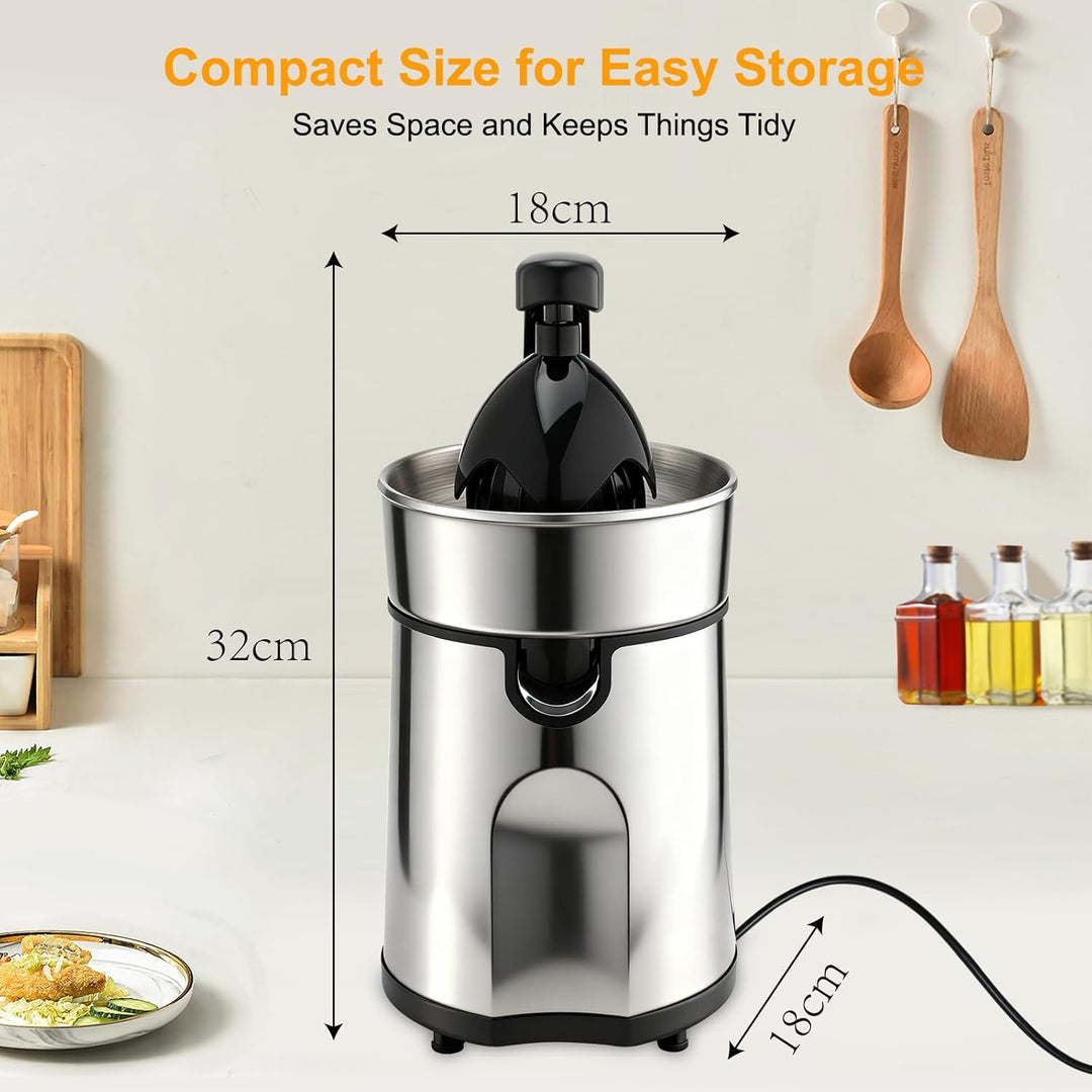 Romon Zitronenpresse, 85W Saftpresse 2 Kegel Zitruspresse Edelstahl BPA-Frei Elektrische Zitruspress