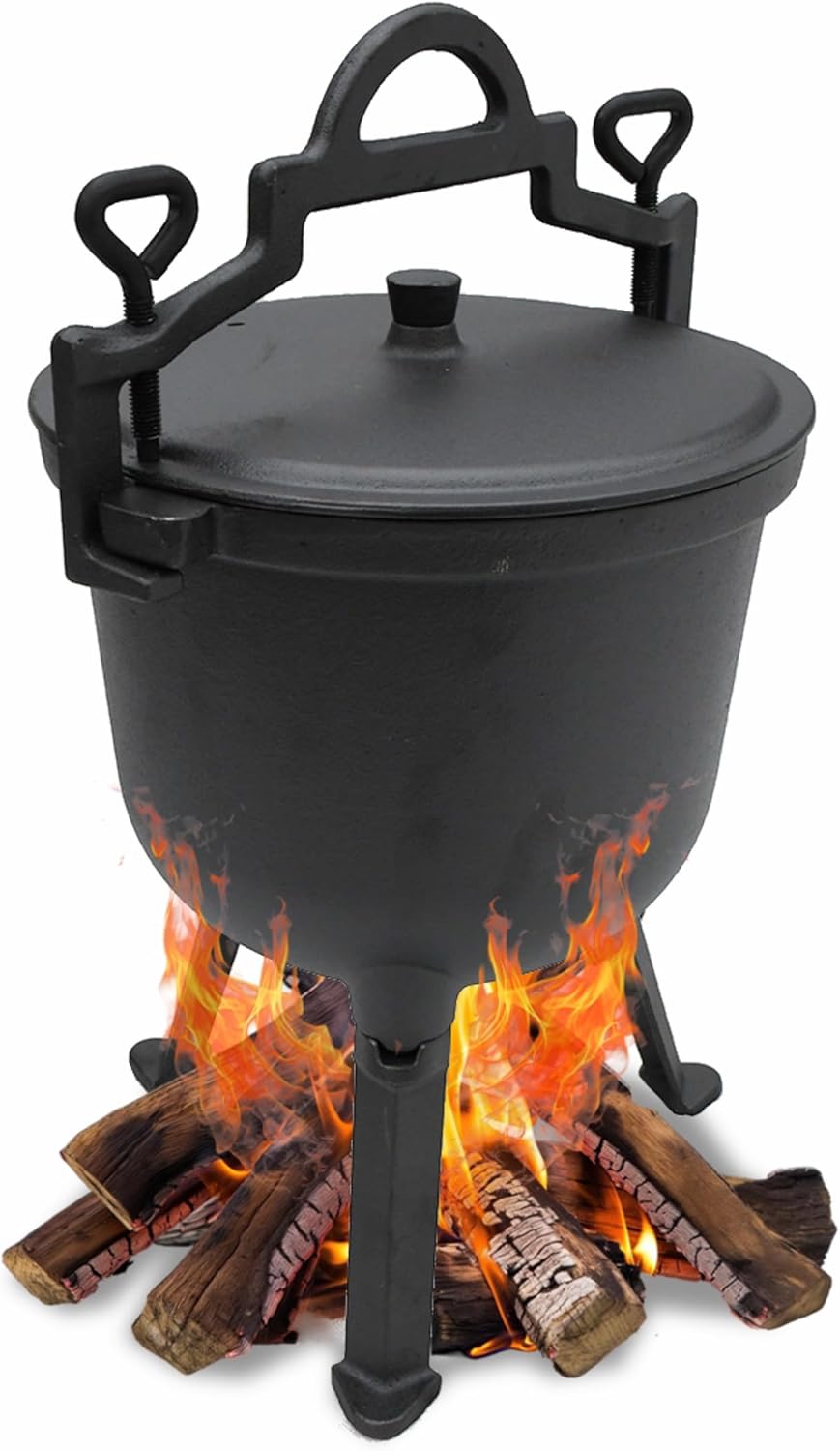 Gusseiserner Kochtopf, Jagd-Topf, Bräter für Lagerfeuer und Grill 8L 10L (10L), 10L