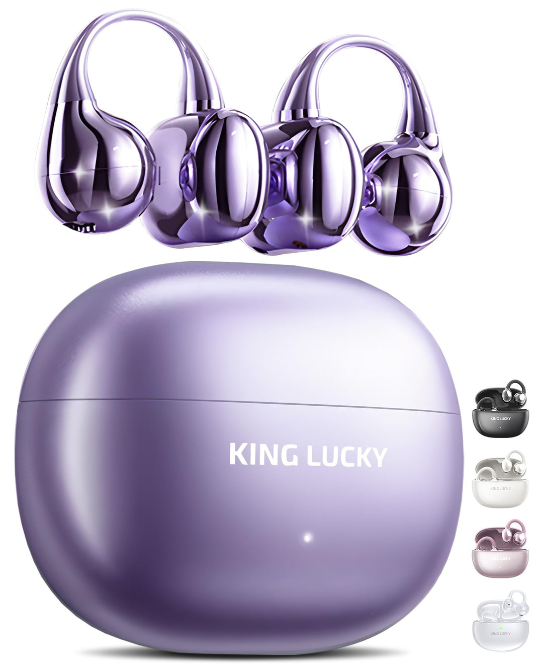 King Lucky Open-Ear-Kopfhörer Kabellos Bluetooth 6.0–Clip-On-Ohrhörer mit Mikrofon,50h Spielzeit,ENC