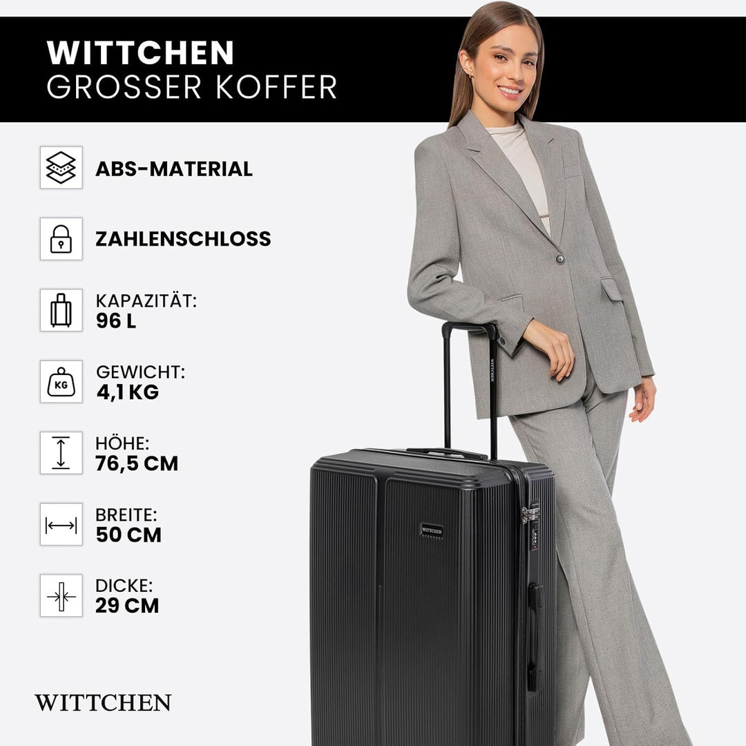 WITTCHEN Stripes Line Grosser Koffer 76,5 x 50 x 29 cm (XL) | Hartschalen-Trolley ABS 96 l, 4 Rollen