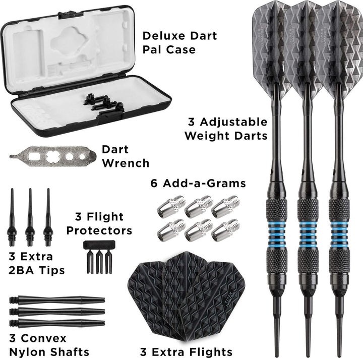 Viper Bobcat verstellbar Gewicht Soft Tip Darts mit Aufbewahrungs-/Reisetasche Schwarz beschichtetes