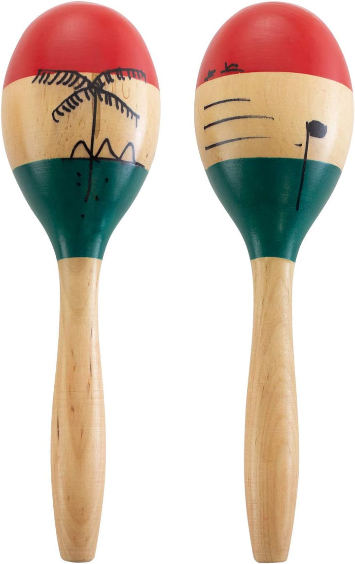 Club Salsa F835255 Cabasa, 18 cm x 11 cm &amp; World Rhythm MAR56-NT Naturholz Maracas, handbemalt - Ful