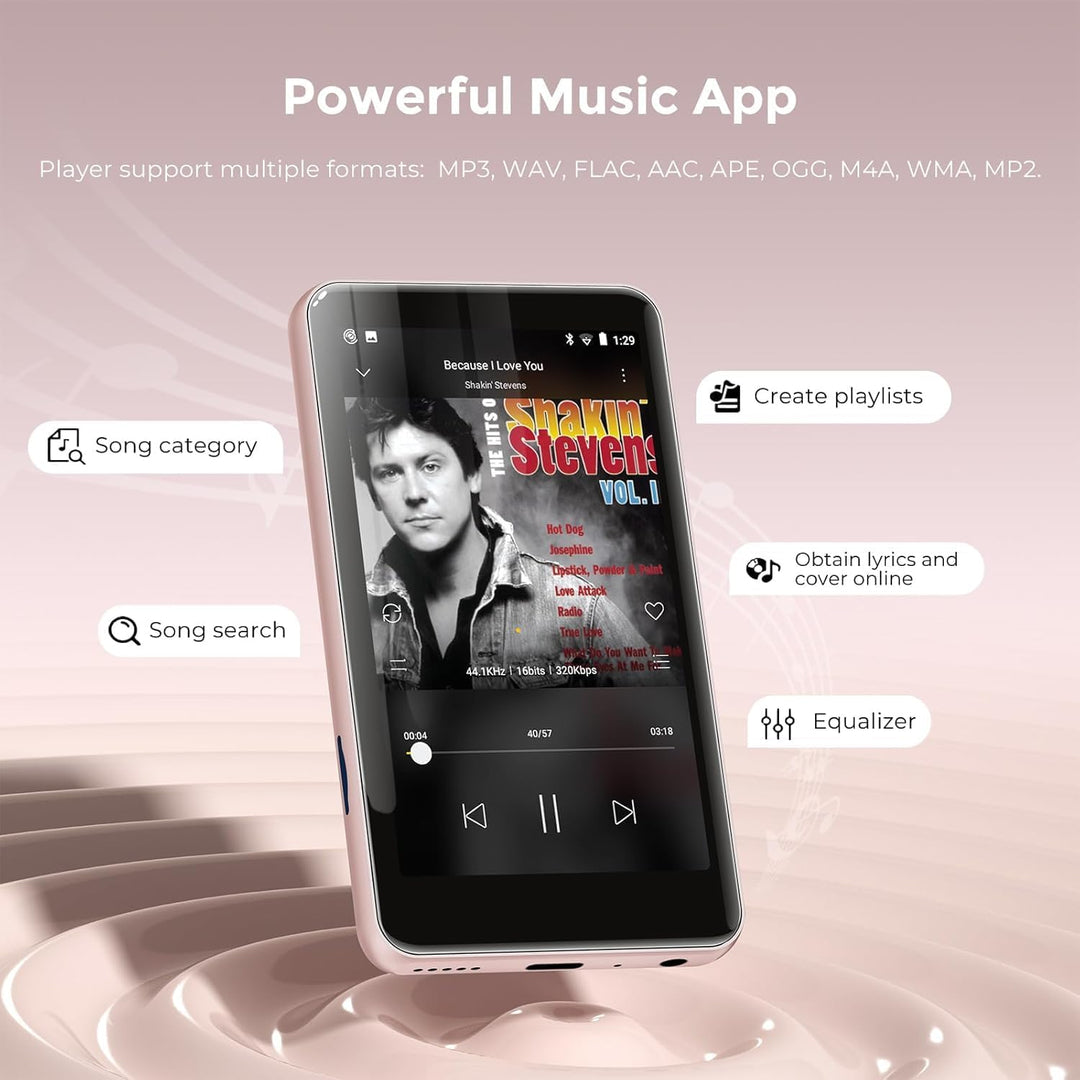 innioasis 16 GB MP3-Player mit Bluetooth und WLAN, MP3-Player, Apple Music, 4 Zoll Touchscreen, Andr