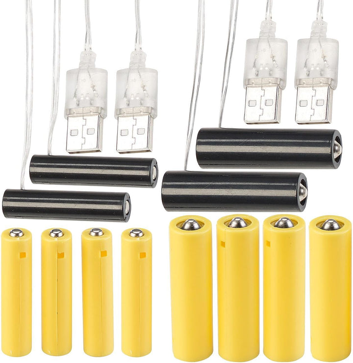 revolt Dummy Batterie: 4er-Set Universal-USB-Batterie-Adapter, ersetzen je 6 AA/AAA-Batterien (AA Ba