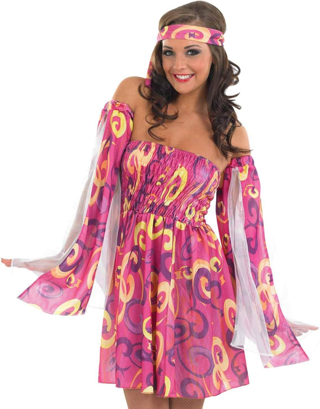 Fun Shack 70er Jahre Kleid Damen, Hippie Kostüm Damen Kleid, Kleid 70er Jahre Damen, Hippie Kleid Da