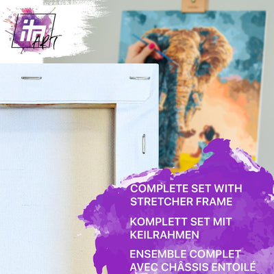 ITA ART Malen nach Zahlen Komplett Set mit Keilrahmen, Acrylfarben, Pinseln, Zubehör, Geschenkbox -