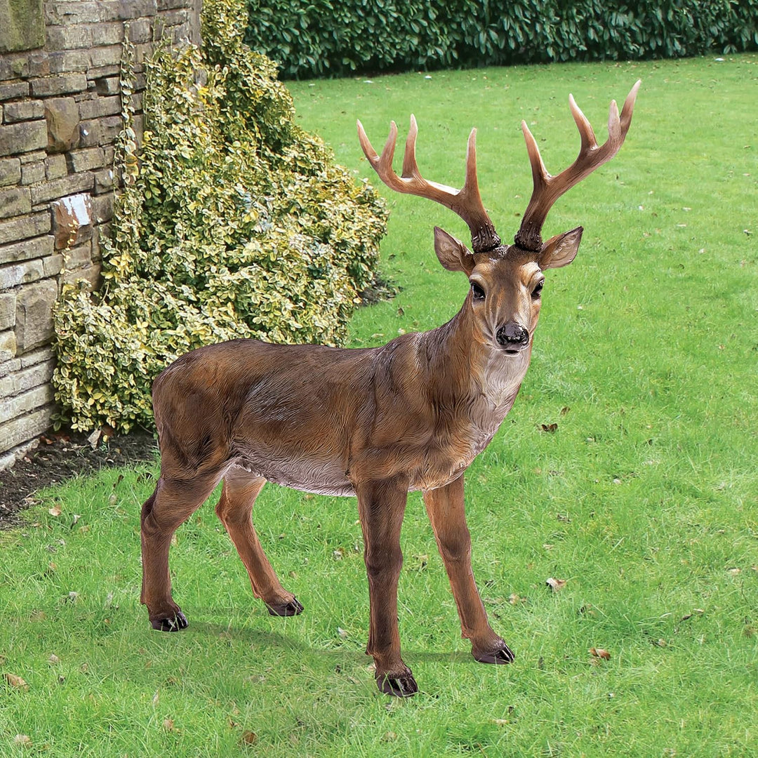 Design Toscano Buck mit dem grossen Geweih Hirschstatue, Masse: 71 x 19 x 62 cm 4.5 kg Buck mit dem