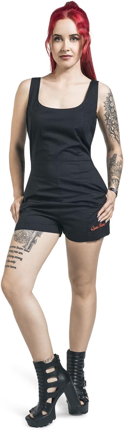 Queen Kerosin Basic Jumpsuit Frauen Jumpsuit schwarz M 55% Baumwolle, 45% Viskose Fashion & Style