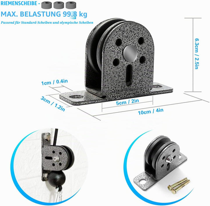 Generisch Fitness Wall Mount Pulley System, Weight Cable Pulley System for Gym, LAT Pull Down and Lo
