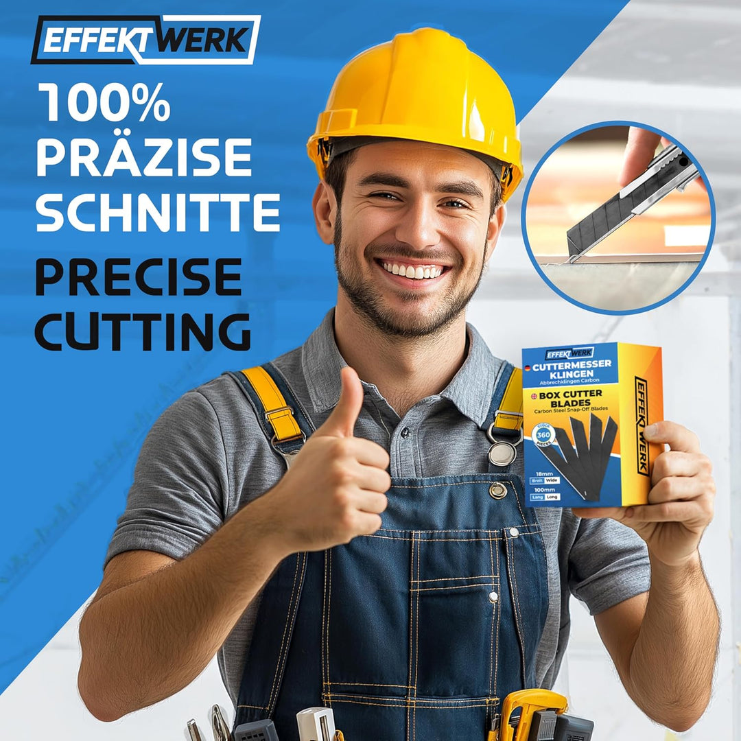 Effektwerk Cuttermesser-Klingen (Schwarz, 120er-Pack), 18-mm-Ersatzklingen für Allzweckmesser, robus