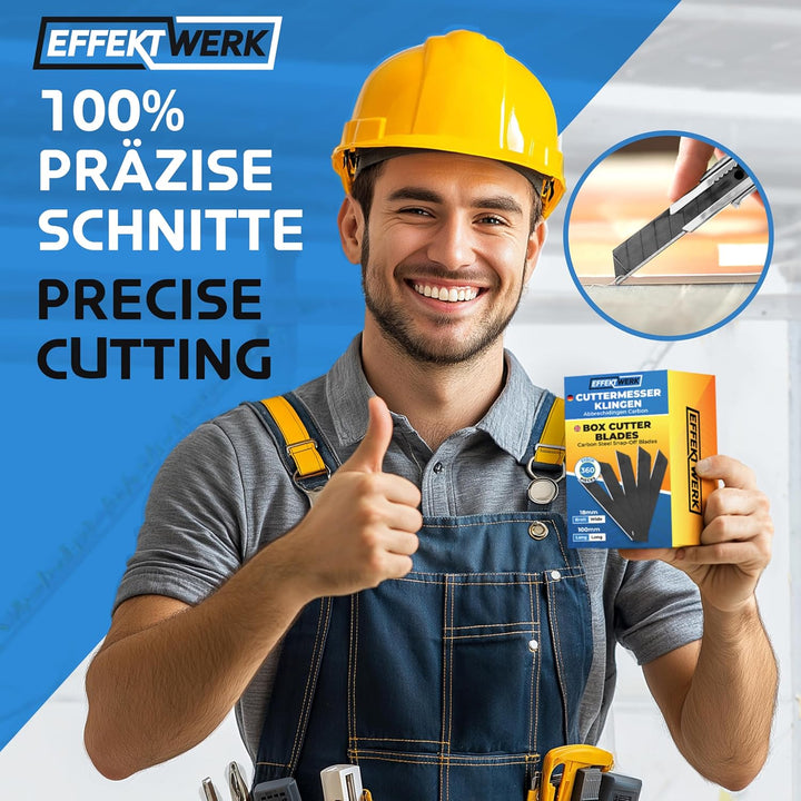 Effektwerk Cuttermesser-Klingen (Schwarz, 120er-Pack), 18-mm-Ersatzklingen für Allzweckmesser, robus