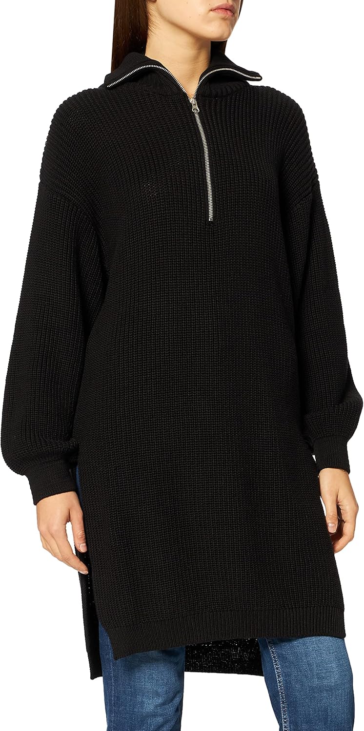 NA-KD Damen Side Slit Knitted Sweater Pullover XXS Schwarz, XXS Schwarz