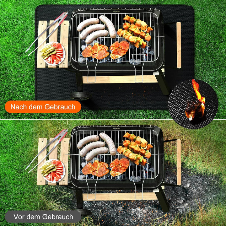 Feuerfeste Unterlage | 60×105cm Faltbare Hitzeschutzmatte | Bodenschutzmatte | Grillmatten | Bodenma