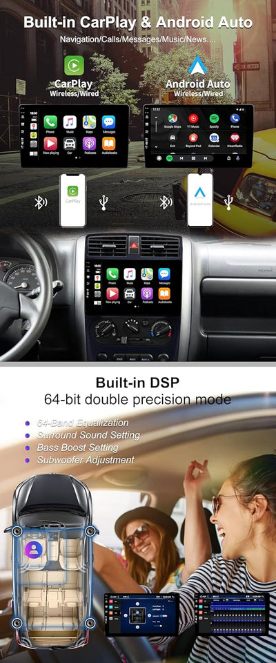 SXAUTO Android 12 IPS Autoradio Passt für Suzuki Jimny 3 (2005-2019) - Eingebaut Wireless Carplay/An